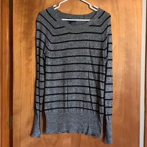 Sweater - Charcoal gray and black stripes.